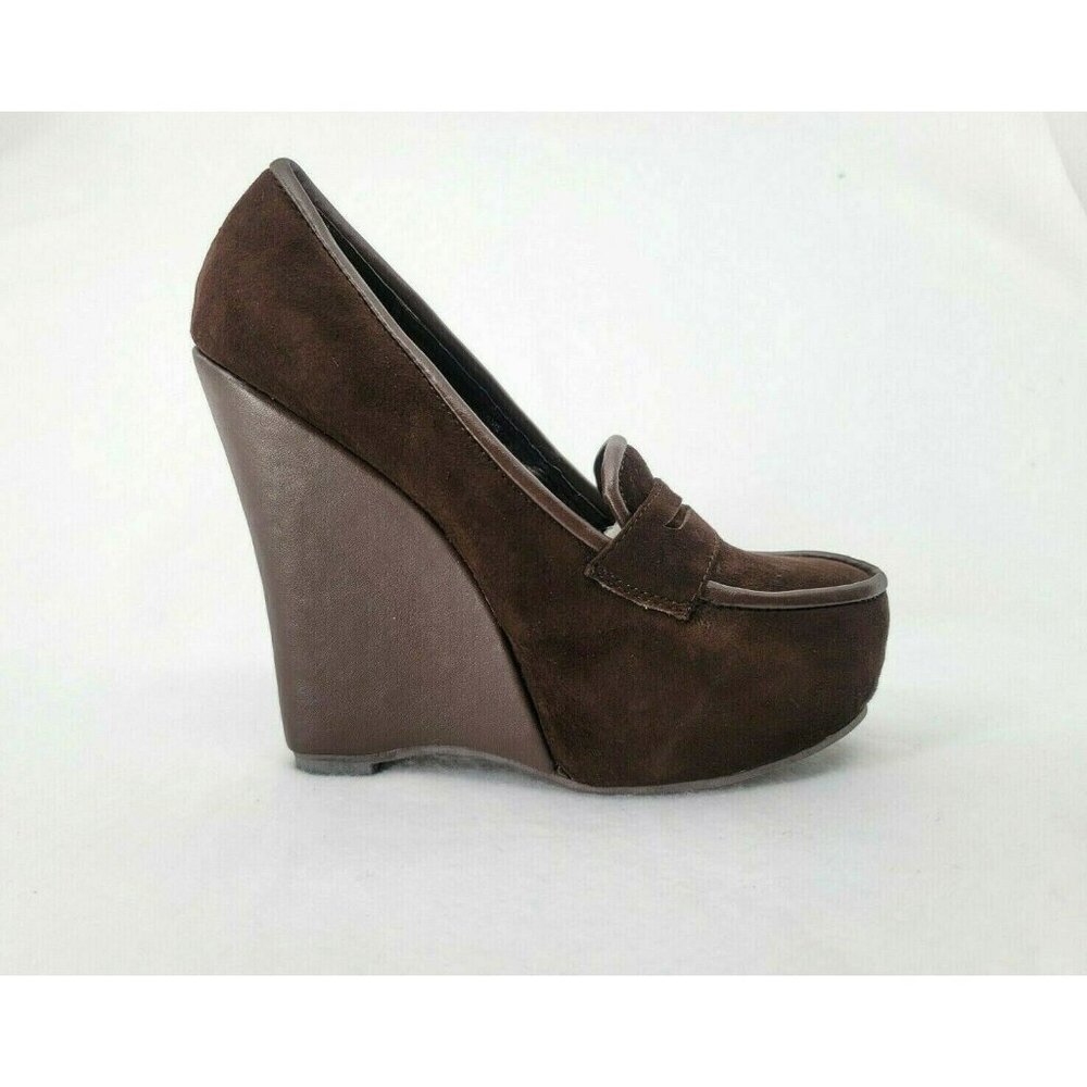 Jeffrey Campbell Lanie Women's Brown Suede High Platform Wedge Loafer
